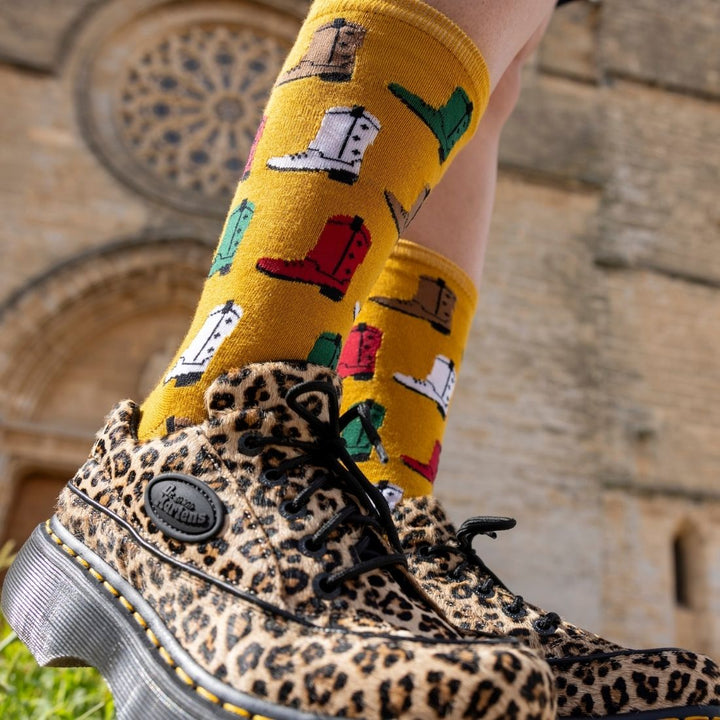 Mustard Cowboy Boot Bamboo Socks