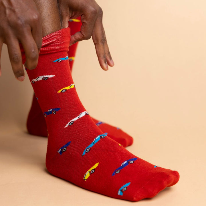Red Classic Car Bamboo Socks