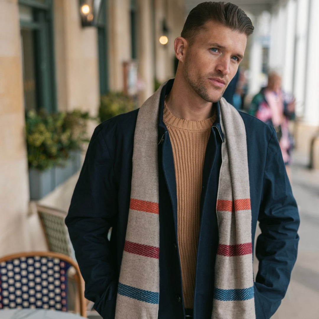 Cream Stripe Bamboo Scarf