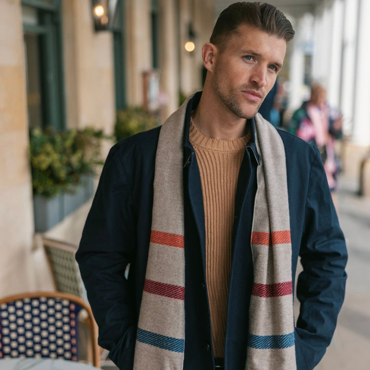 Cream Stripe Bamboo Scarf