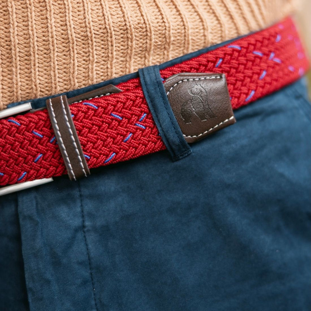 Woven Belt - Red & Blue Dot