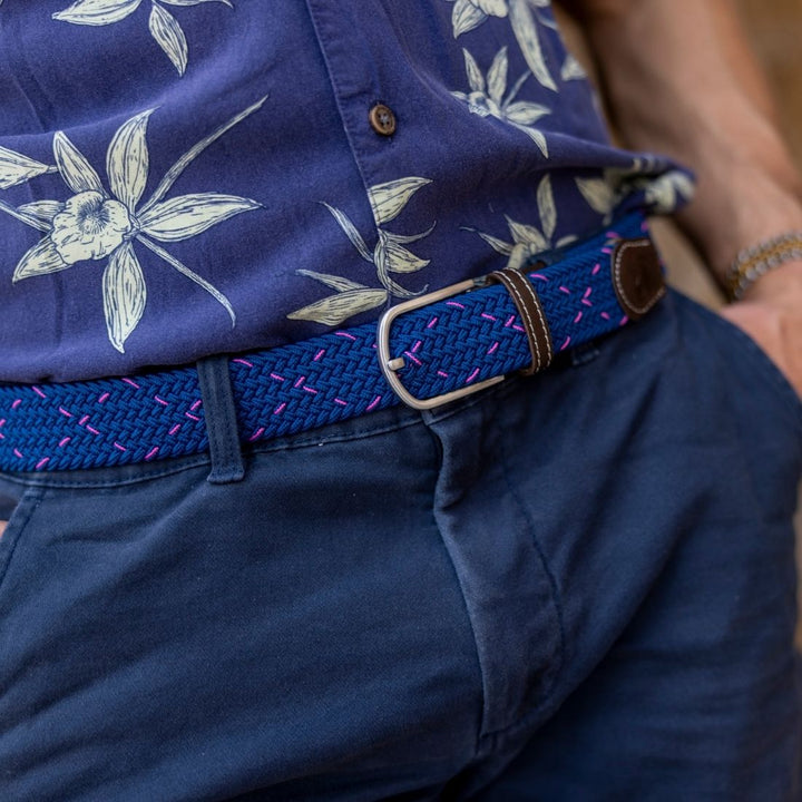 Woven Belt - Navy & Pink Dot