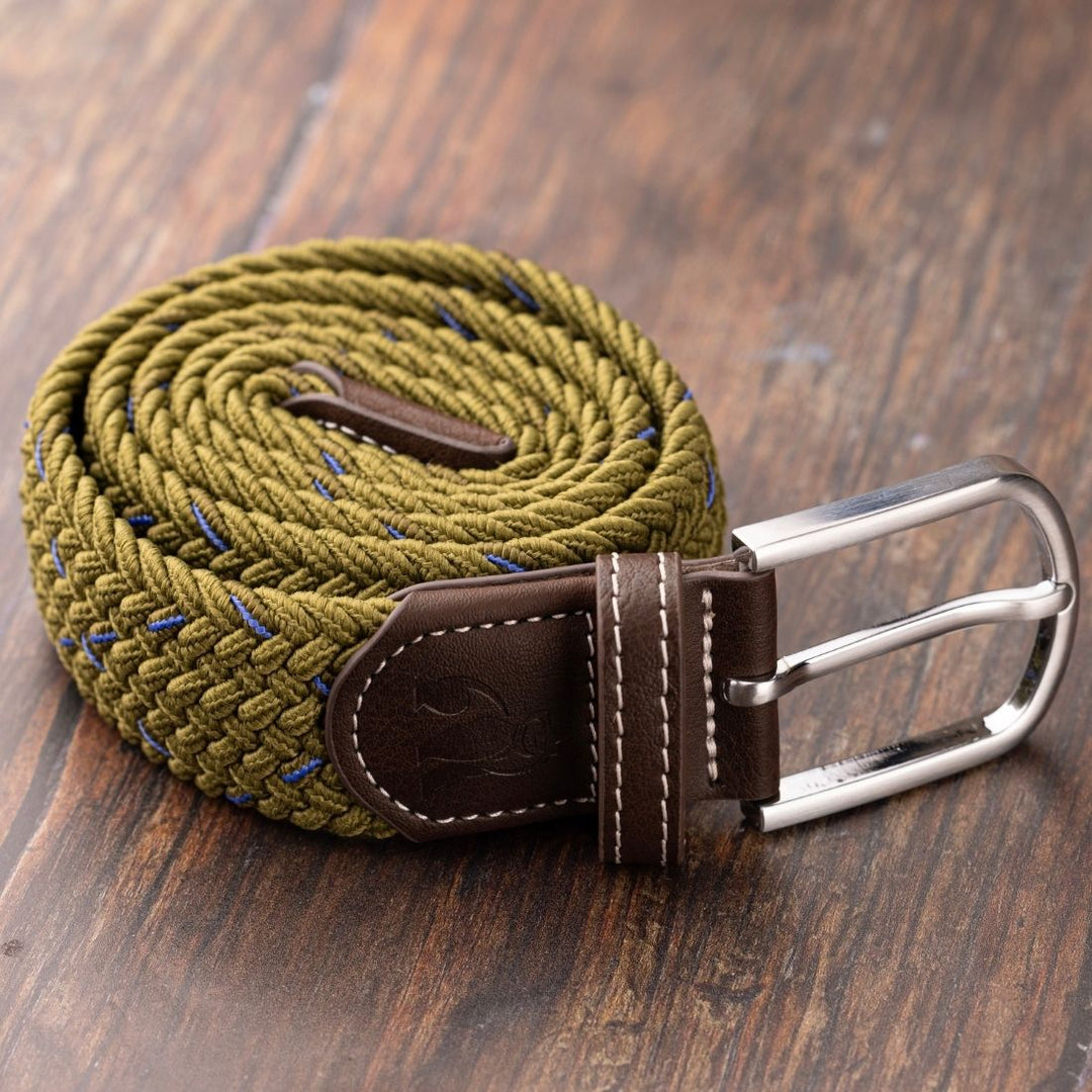 Woven Belt - Khaki & Blue Dot