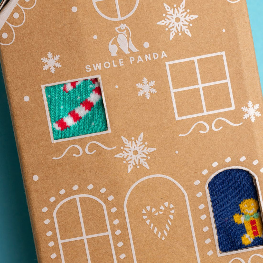 Gingerbread House Sock Box - 2 Pairs of Bamboo Socks (His)