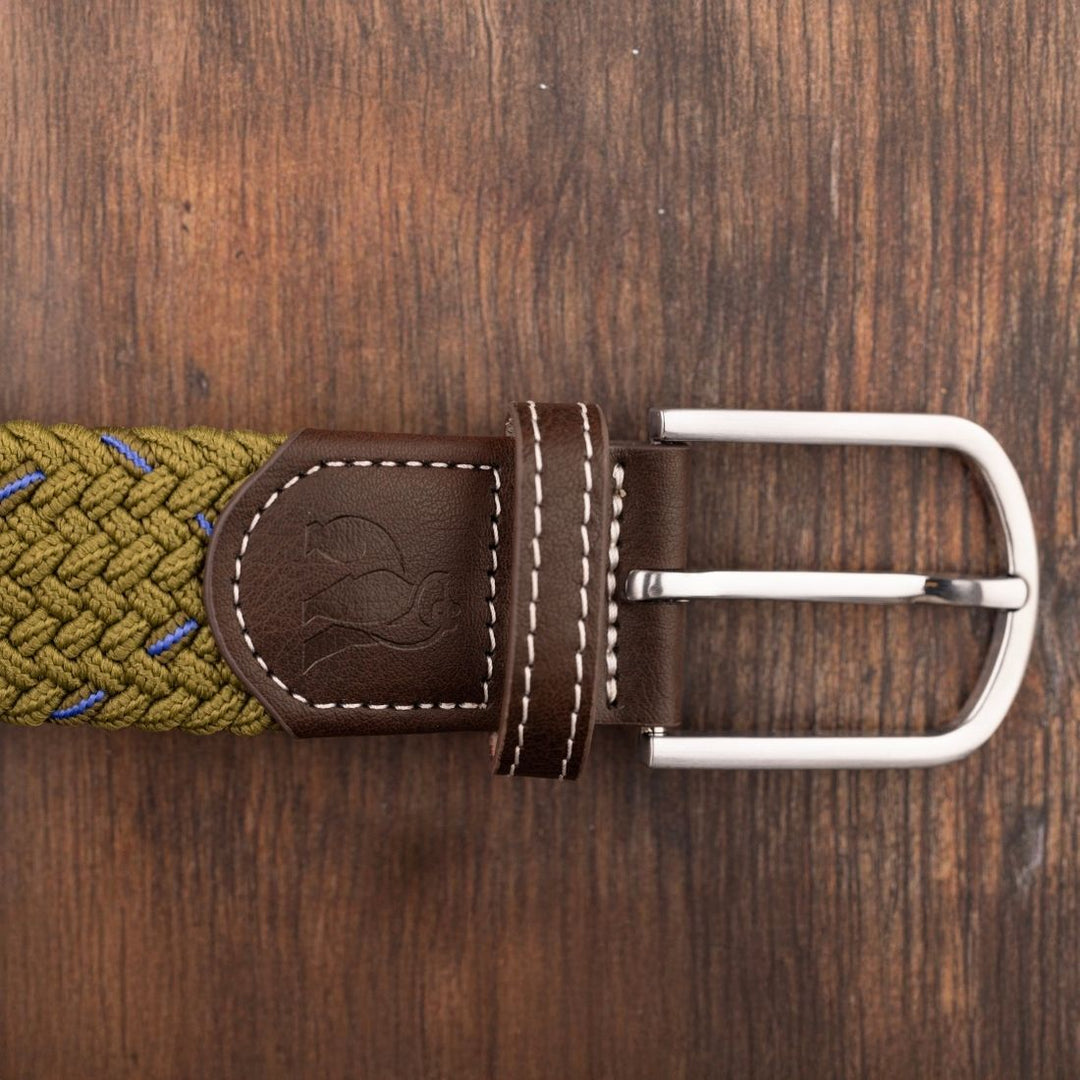 Woven Belt - Khaki & Blue Dot