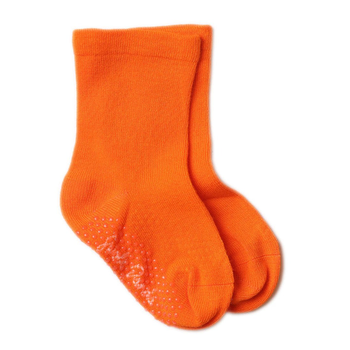 Children's Orange Bamboo Grip Socks