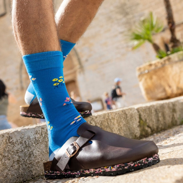 Blue Floral Bamboo Socks