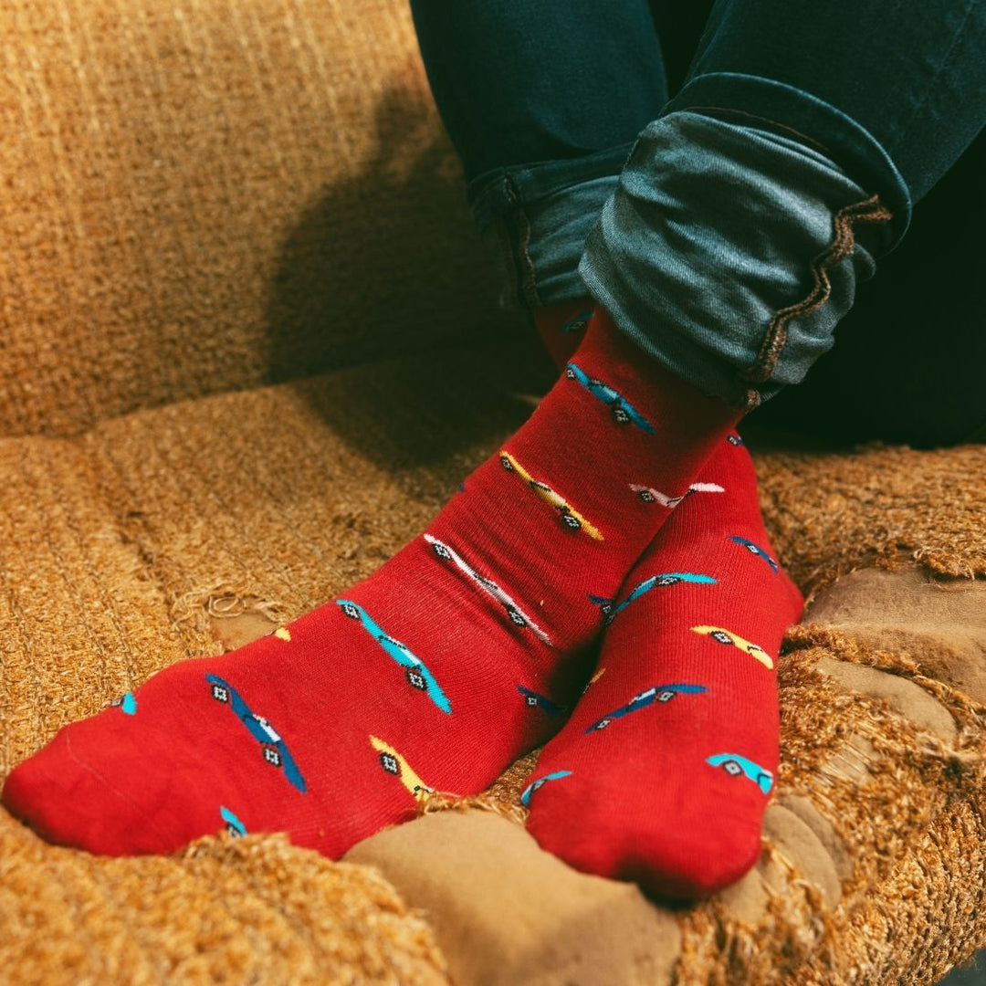 Red Classic Car Bamboo Socks