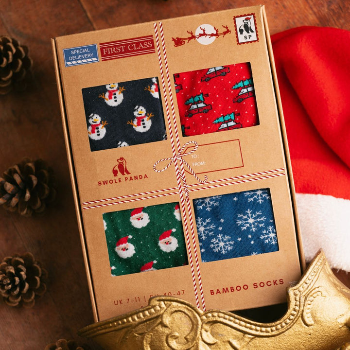 Christmas Mail Sock Box - 4 Pairs of Bamboo Socks (His)