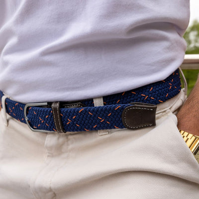 Woven Belt - Navy & Orange Dot