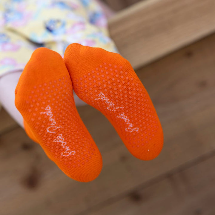 Children's Orange Bamboo Grip Socks