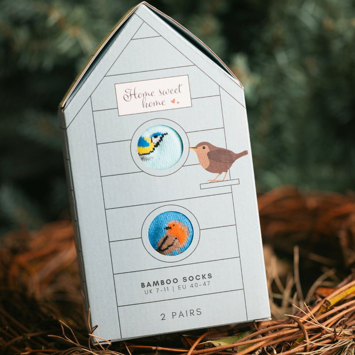 Bird Watching Sock Box - 2 Pairs of Bamboo Socks (His)