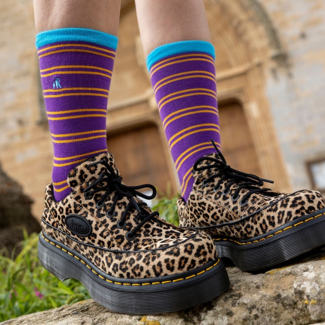 Purple & Yellow Striped Bamboo Socks