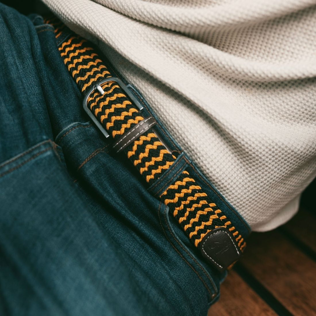 Woven Belt - Yellow Zigzag