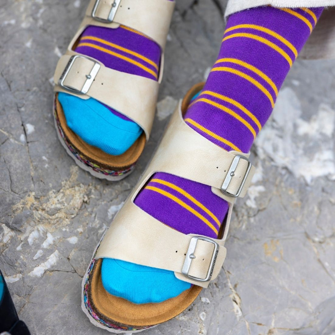 Purple & Yellow Striped Bamboo Socks