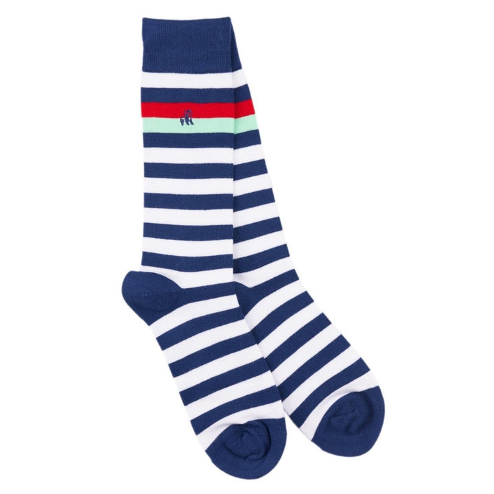 Navy, Red & Mint Striped Bamboo Socks