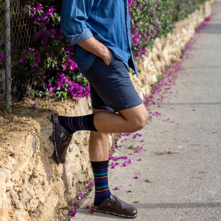 Black Multi Striped Bamboo Socks