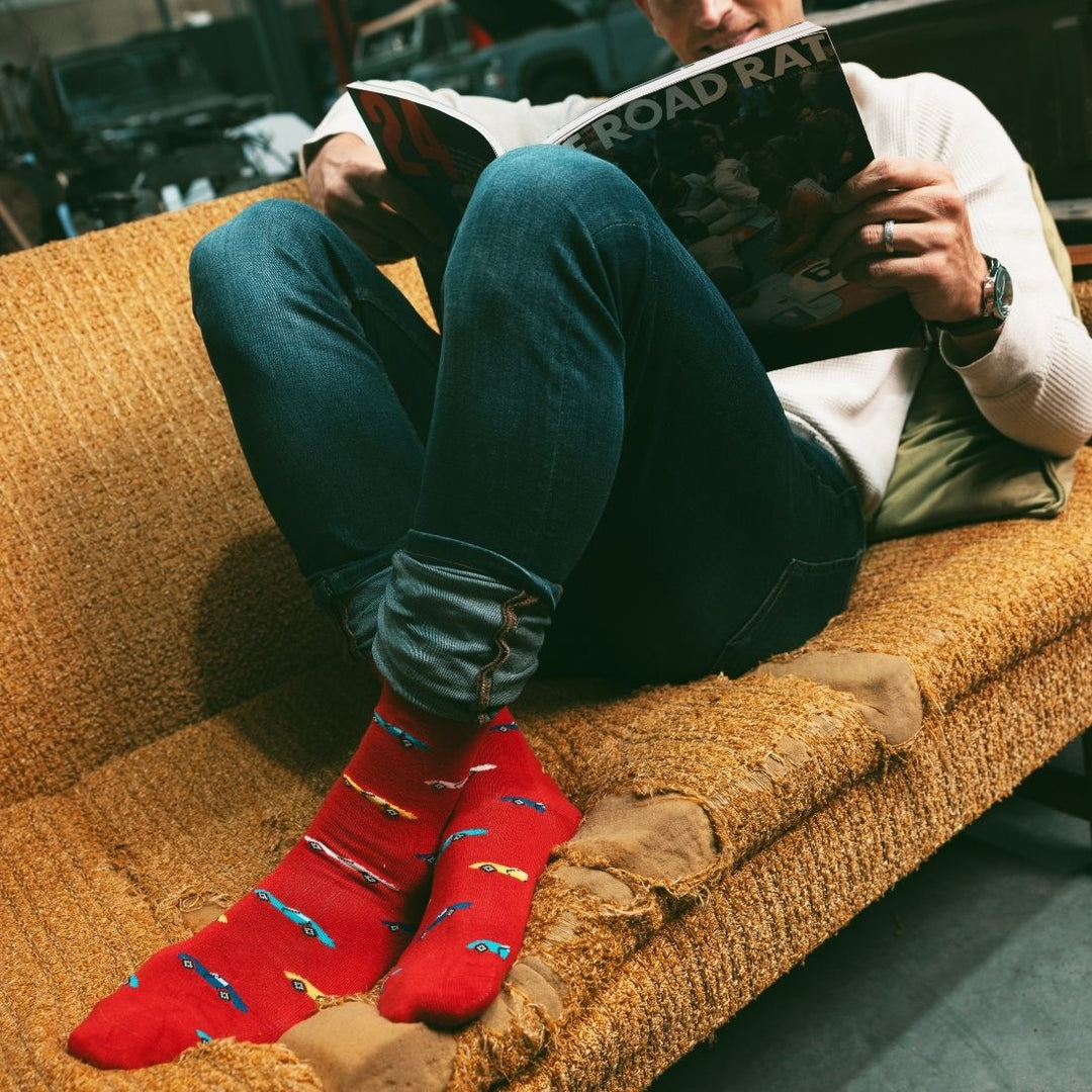 Red Classic Car Bamboo Socks
