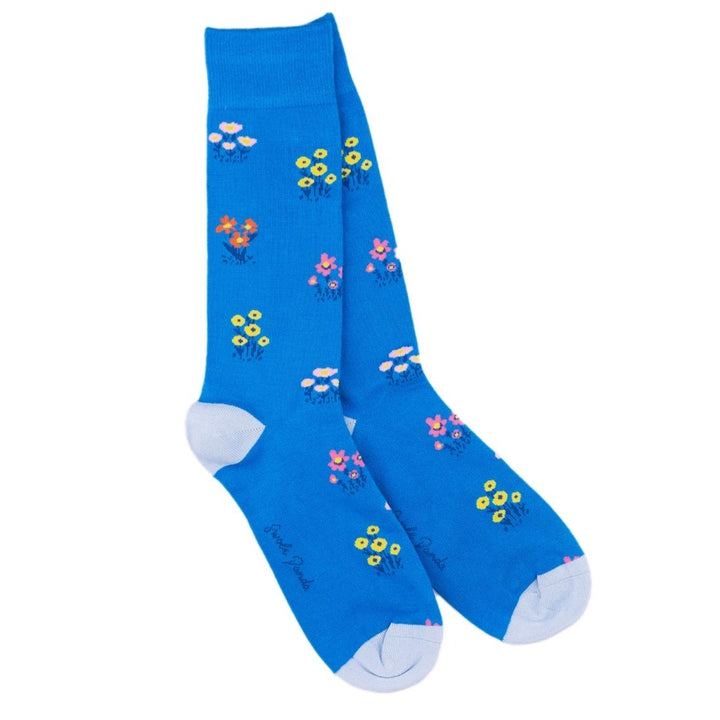 Blue Floral Bamboo Socks