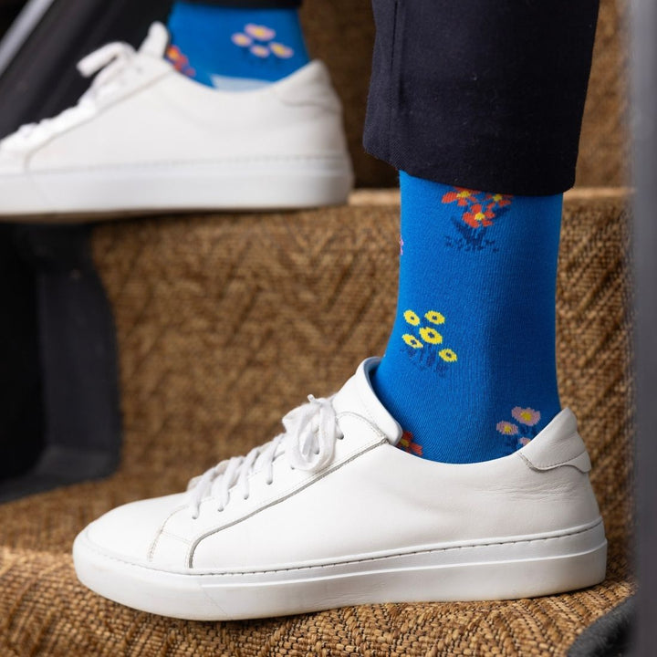 Blue Floral Bamboo Socks