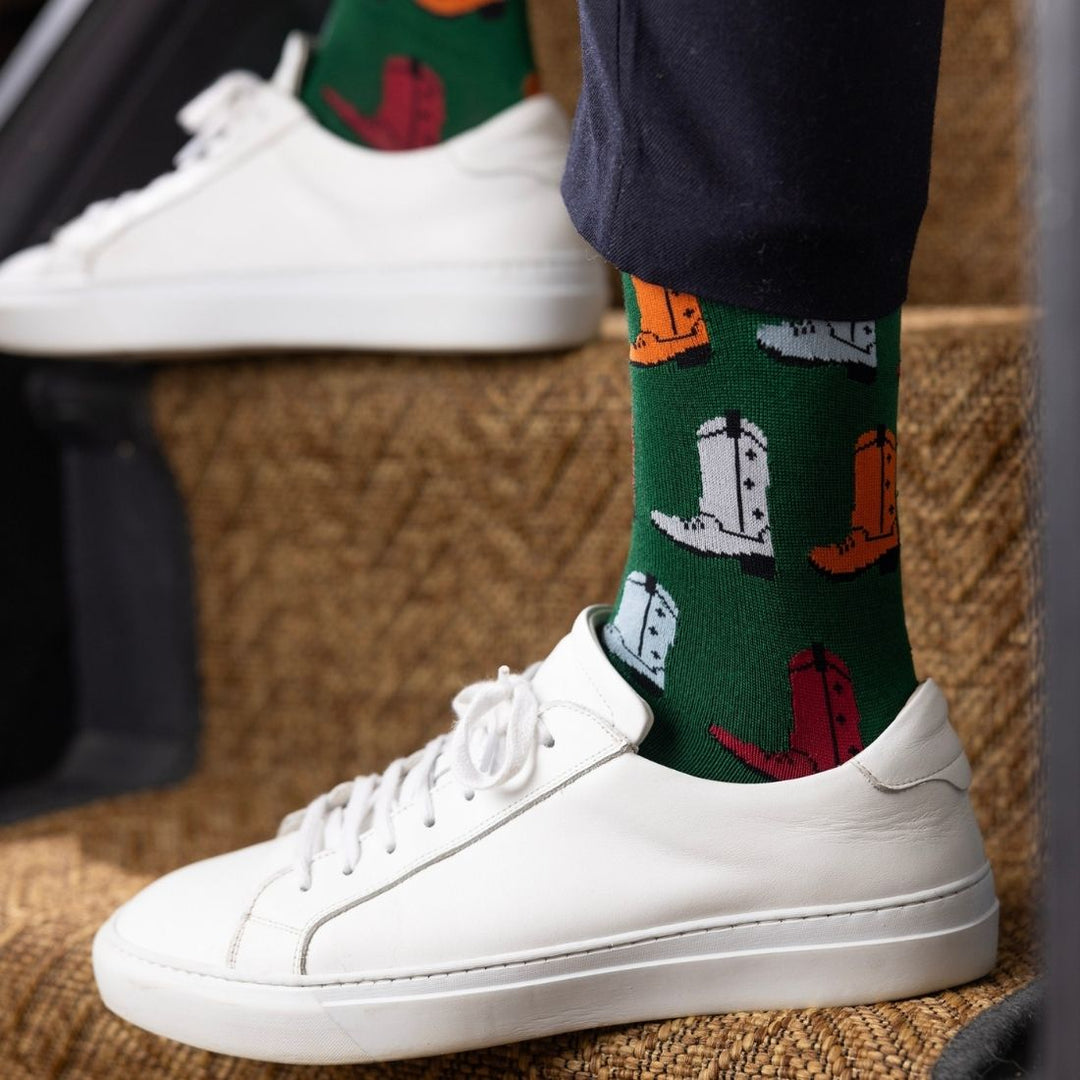 Green Cowboy Boot Bamboo Socks