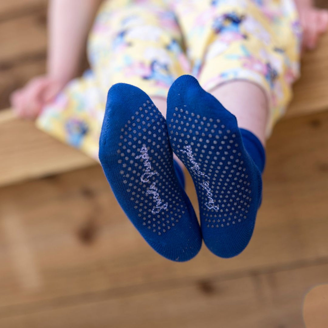 Children's Royal Blue Bamboo Grip Socks