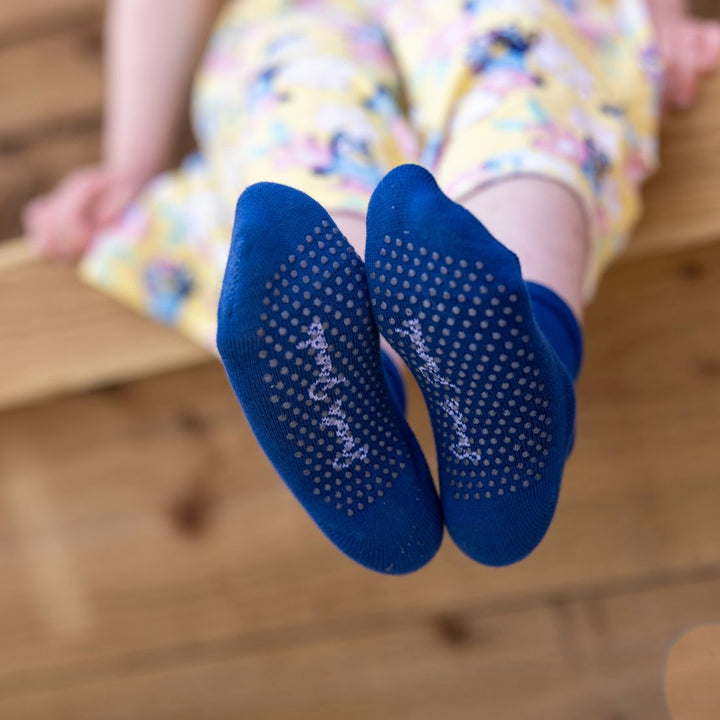 Children's Royal Blue Bamboo Grip Socks