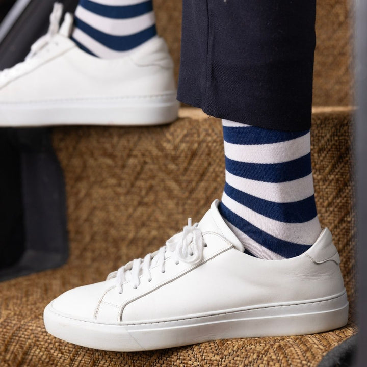 Navy, Red & Mint Striped Bamboo Socks