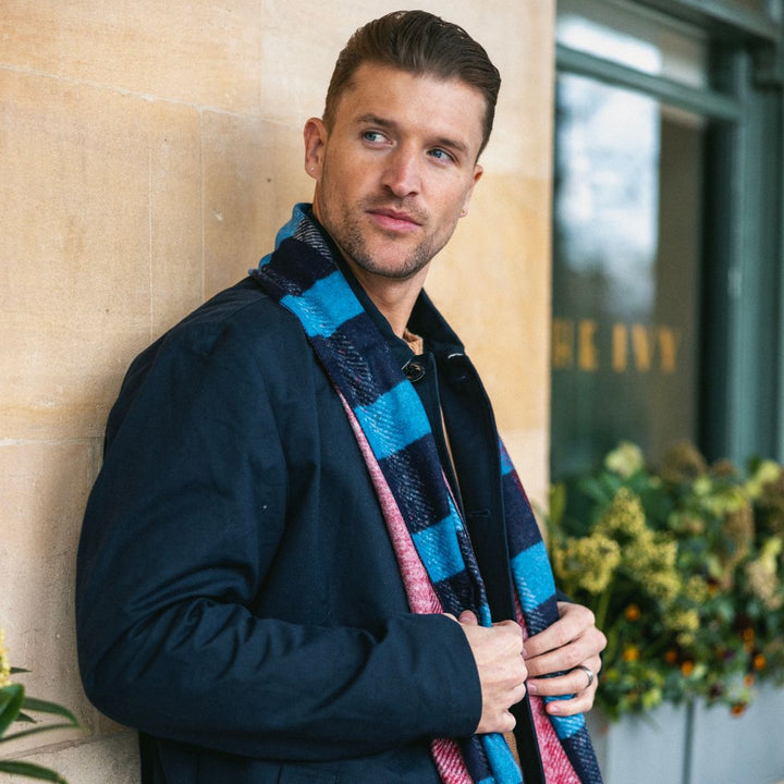 Blue & Navy Stripe Bamboo Scarf