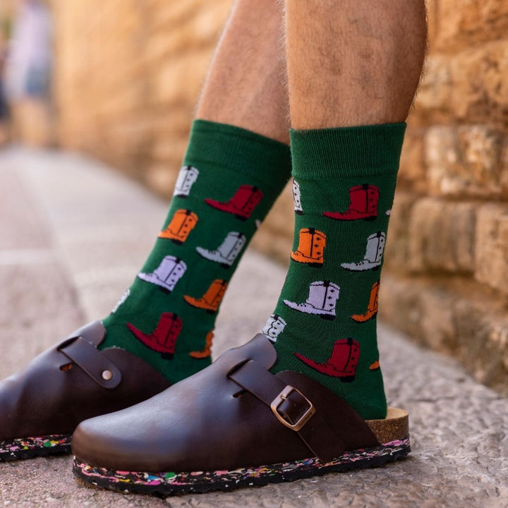 Green Cowboy Boot Bamboo Socks