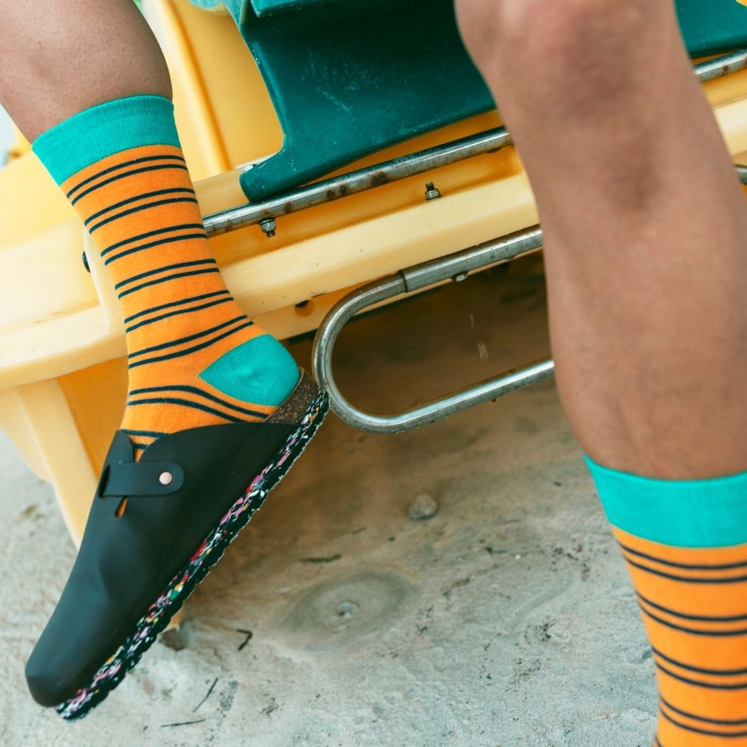 Yellow & Black Striped Bamboo Socks