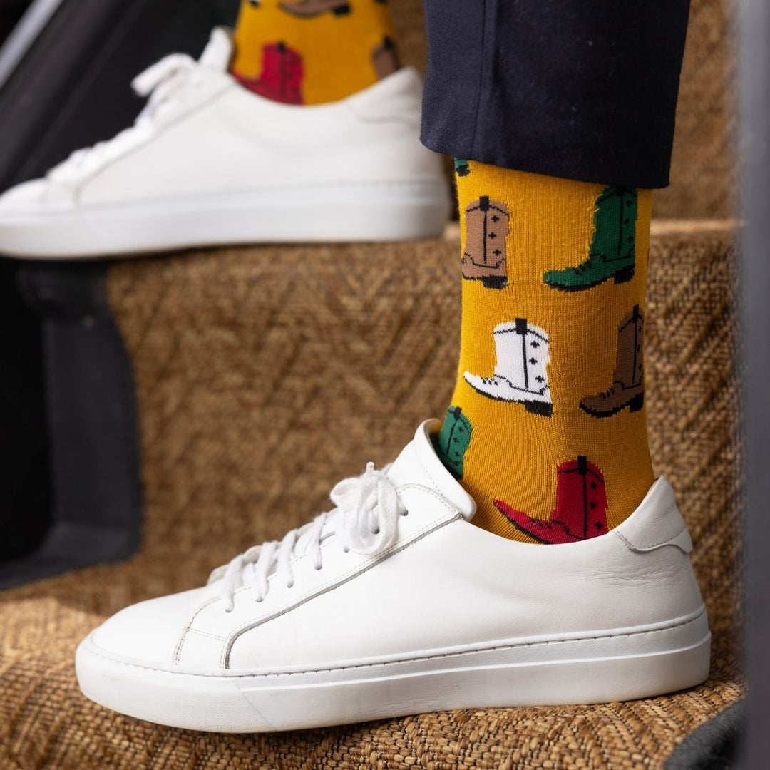Mustard Cowboy Boot Bamboo Socks