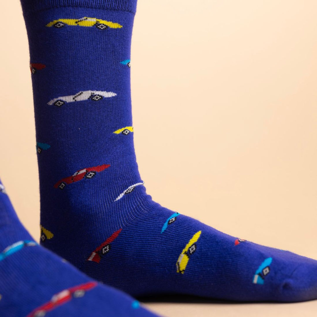 Blue Classic Car Bamboo Socks
