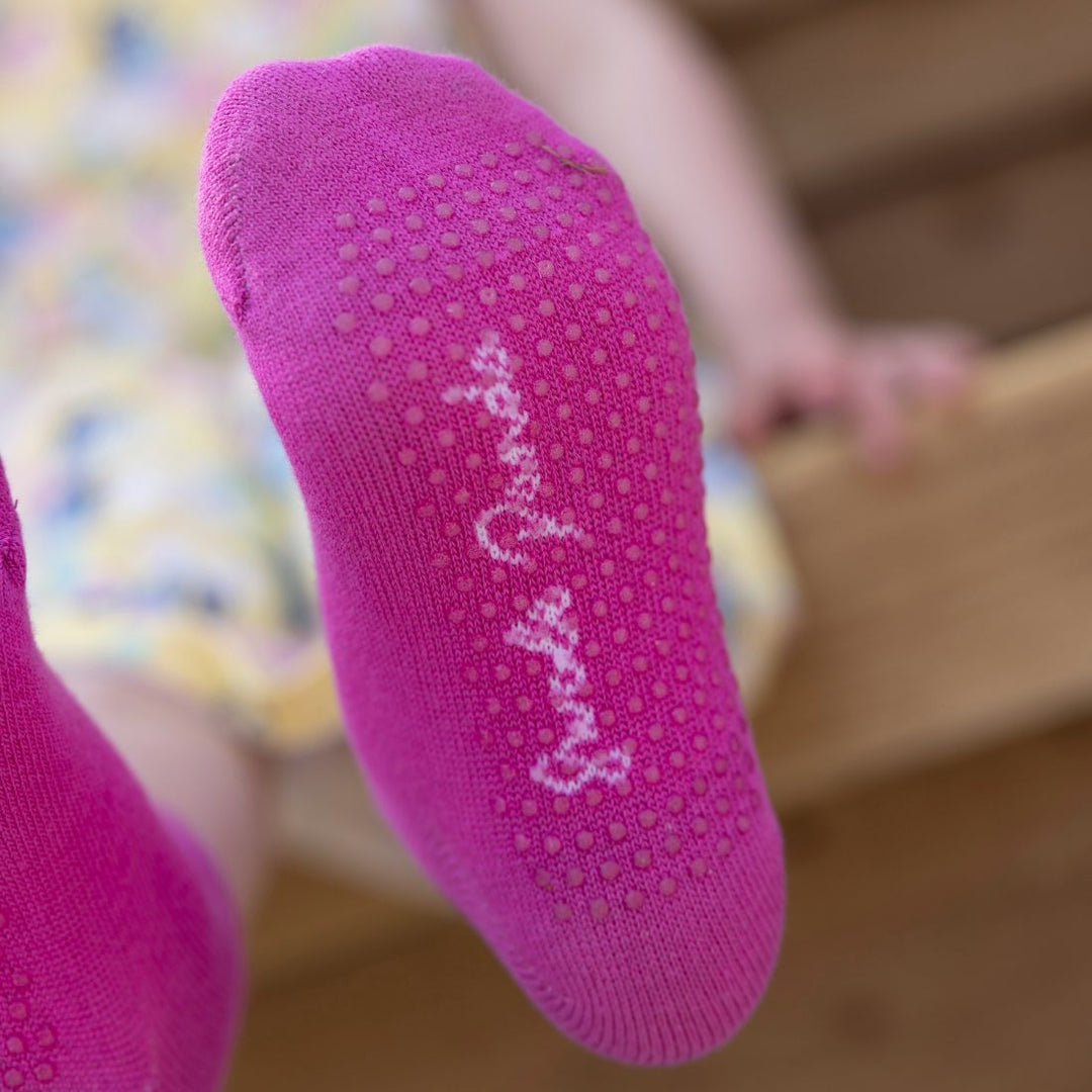 Children's Pink Bamboo Grip Socks