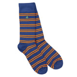 Navy & Orange Striped Bamboo Socks