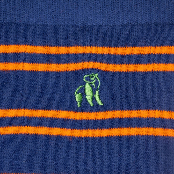 Navy & Orange Striped Bamboo Socks