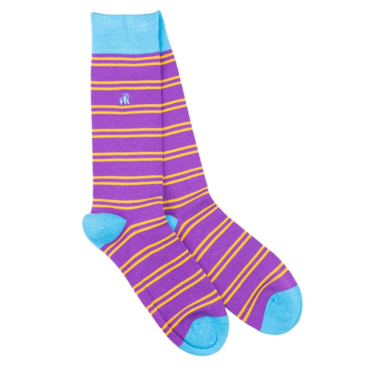 Purple & Yellow Striped Bamboo Socks
