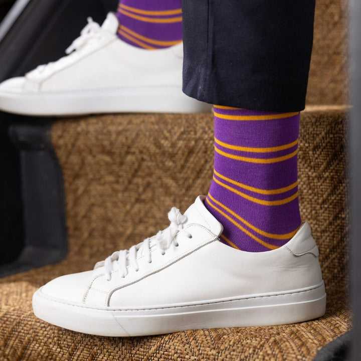 Purple & Yellow Striped Bamboo Socks
