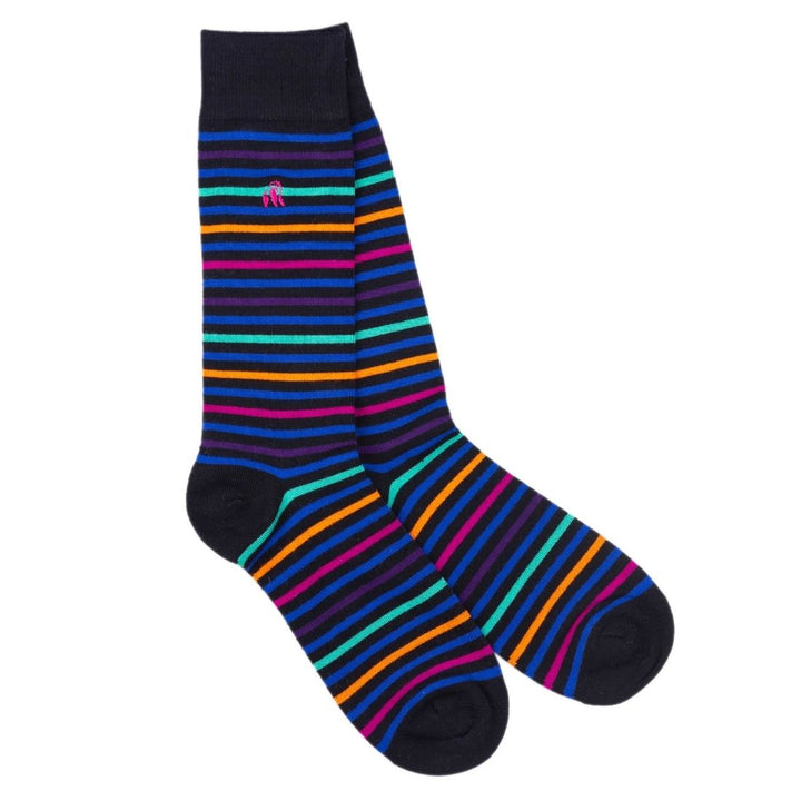 Navy & Lime Striped Bamboo Socks