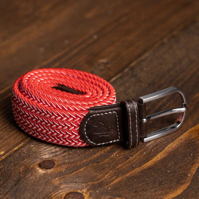 Woven Belt - Red / White Fine Weave