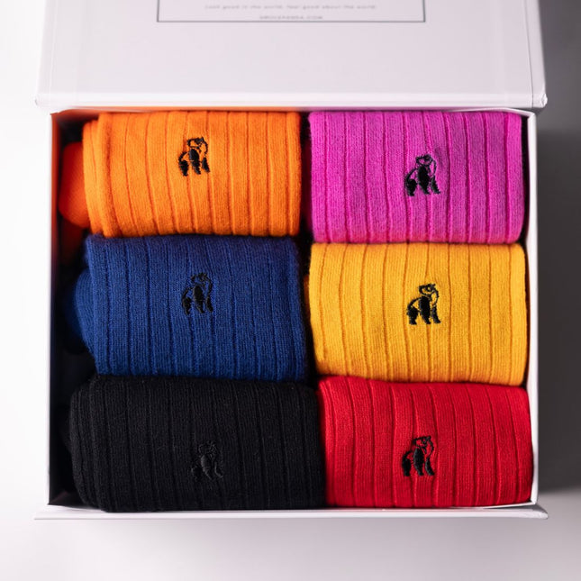 Bamboo Sock Gift Boxes and Bundles - Superior Style Sock Box - 6 Pairs of Bamboo Socks (His)