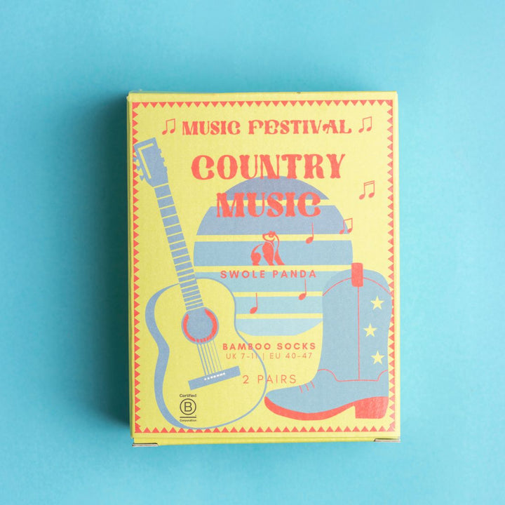 Country Music Sock Box - 2 Pairs of Bamboo Socks (His)