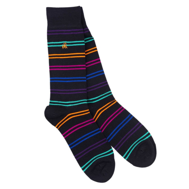 Black & Double Fine Striped Bamboo Socks