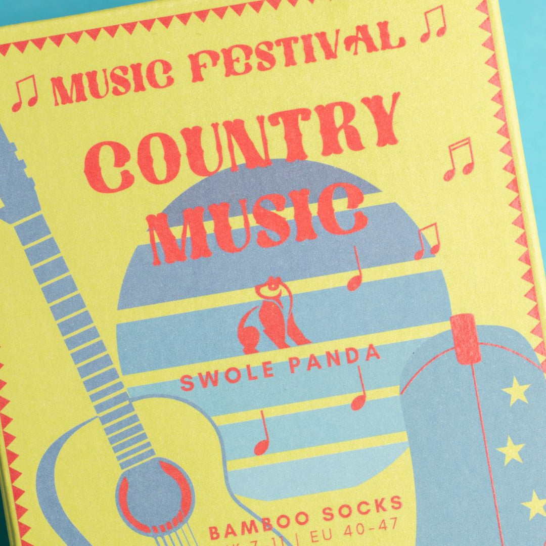Country Music Sock Box - 2 Pairs of Bamboo Socks (His)