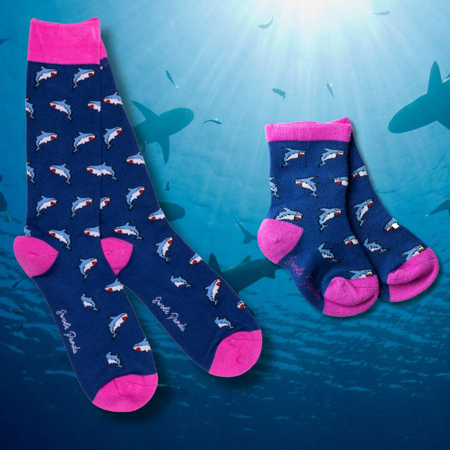 Bamboo Socks - Sharks Matching Bamboo Socks (Adult & Child)