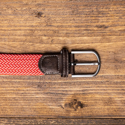 Woven Belt - Red / White Fine Weave