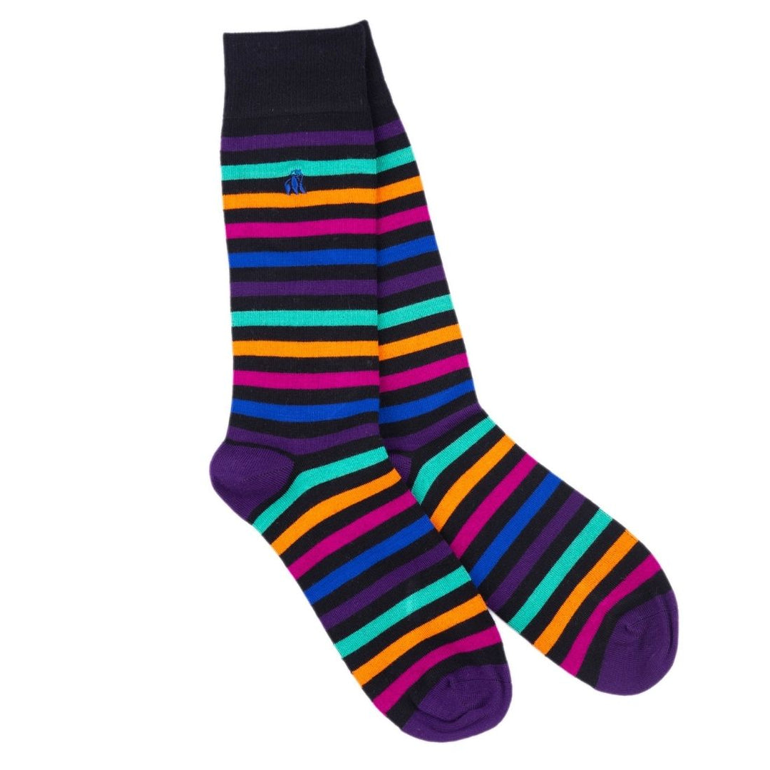 Black Multi Striped Bamboo Socks