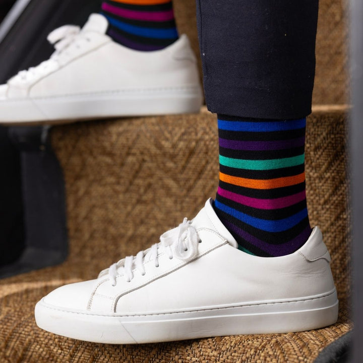 Black Multi Striped Bamboo Socks