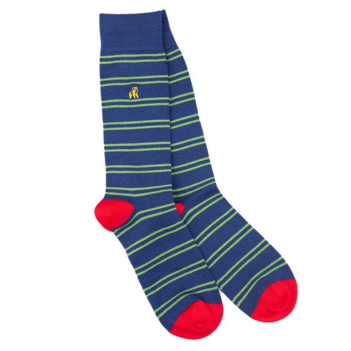 Green & Teal Striped Bamboo Socks