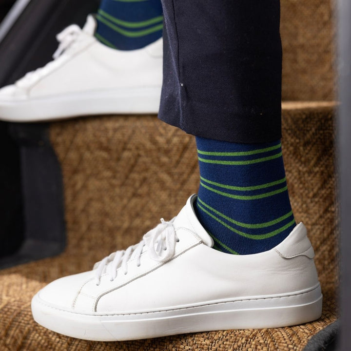 Green & Teal Striped Bamboo Socks